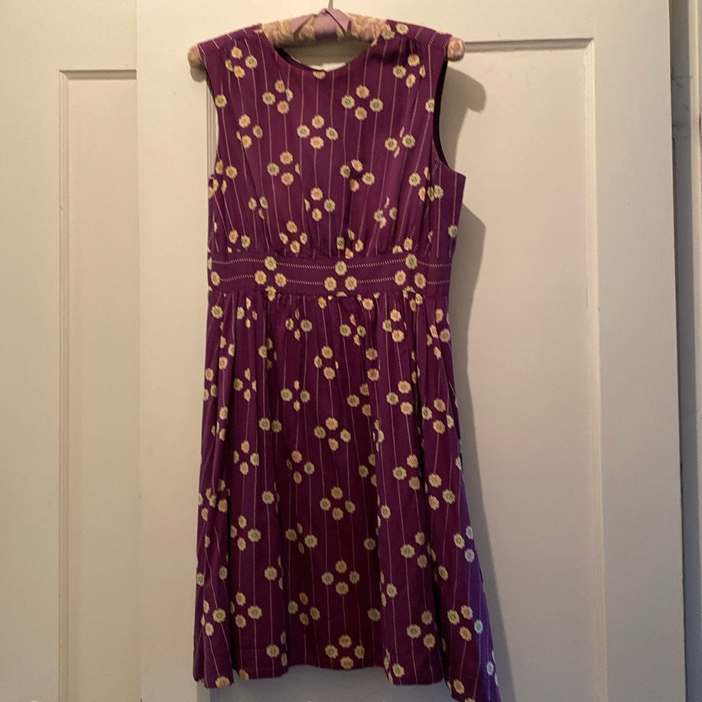 vintage-y emilyandfin floral print purple sleeveless dress medium
